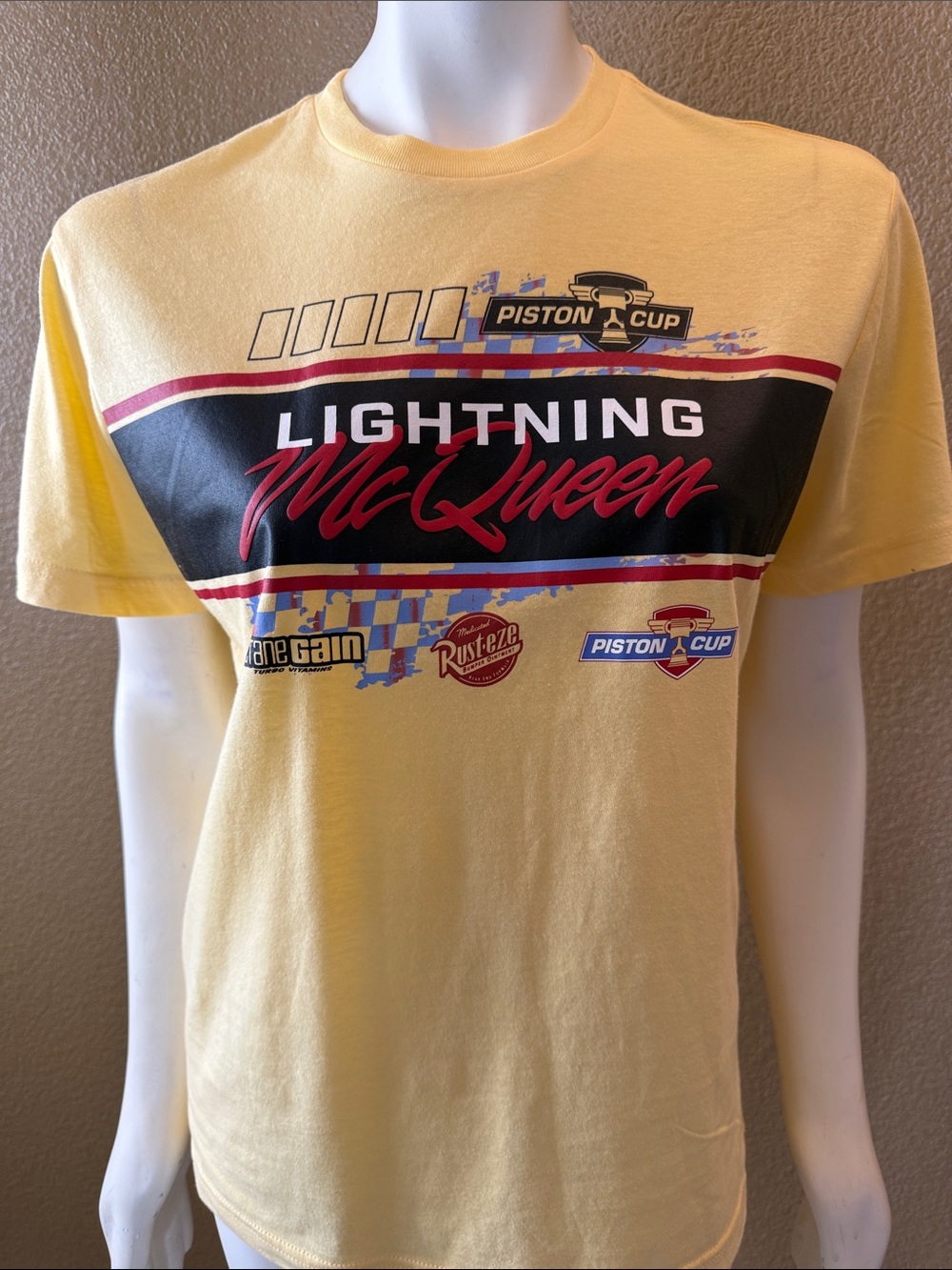 Disney Lightning McQueen Yellow Graphic Tee with Black & Red Print
